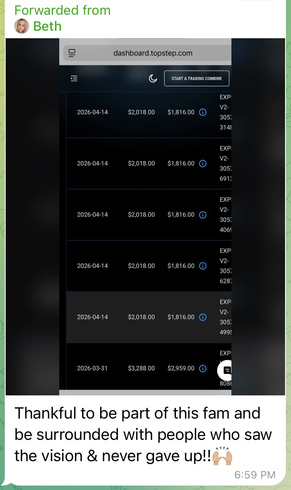 Topstep payouts, $9,080 in one week