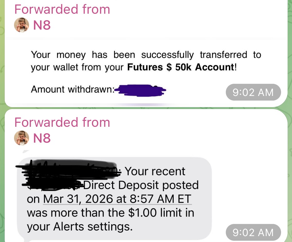$50k account withdrawal transferred, bank direct deposit