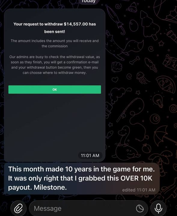 Payout request $14,557, milestone